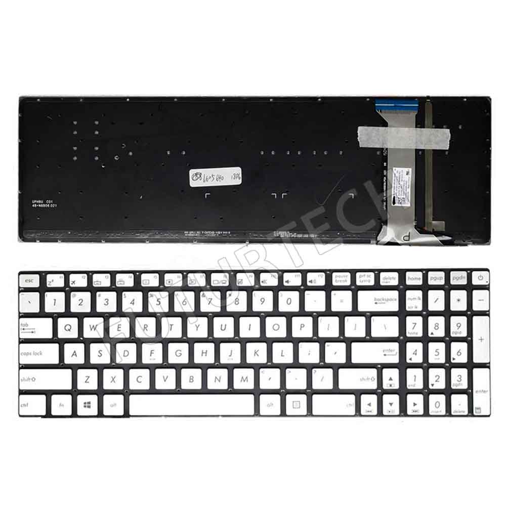 Laptop Keyboard best price in Karachi Keyboard Asus VivoBook GL551/N552 | US (Backlight) Silver