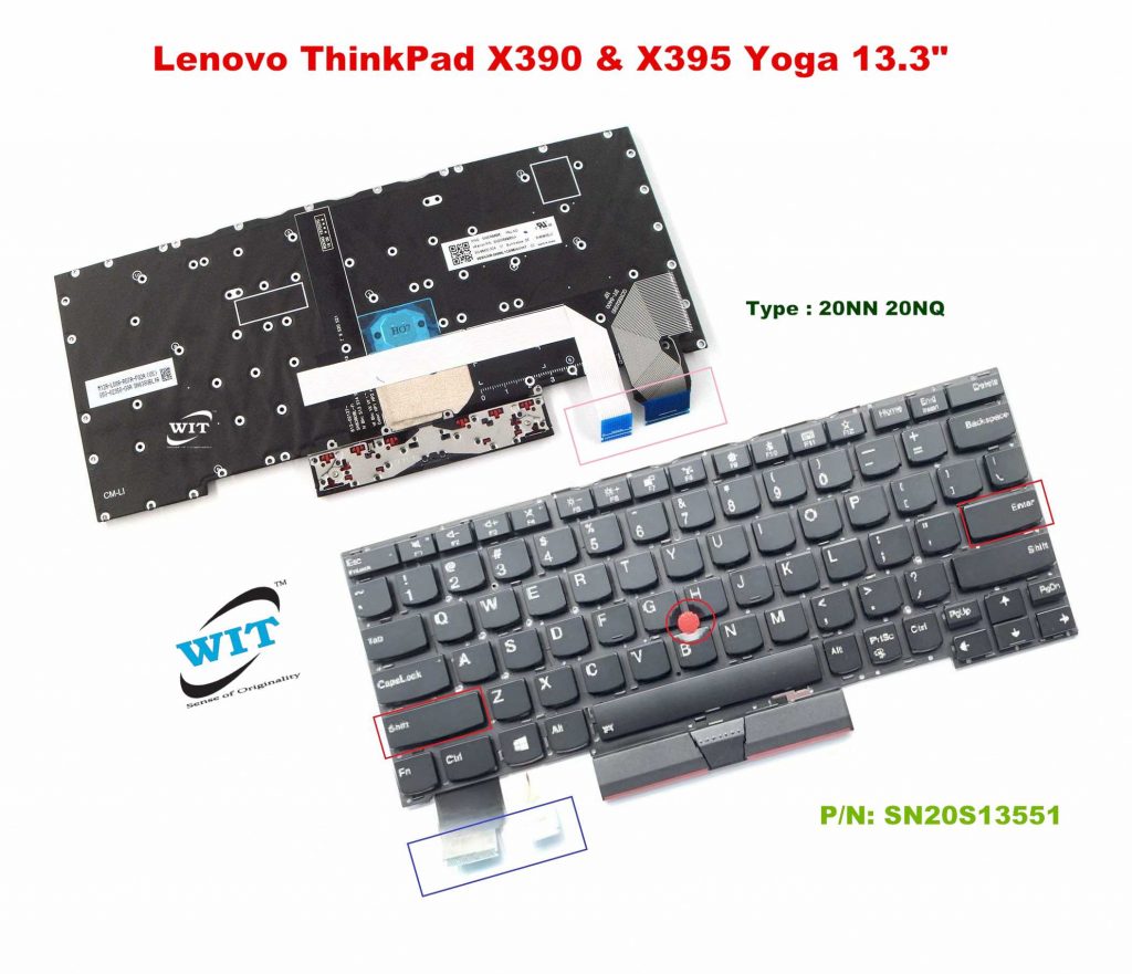 Keyboard Lenovo Yoga X390 X395 | US (Backlight Pointer) Internal SN20R58985