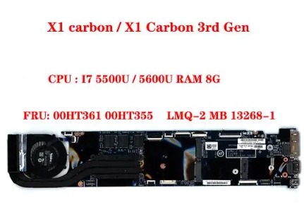 Laptop Motherboard best price Motherboard Lenovo ThinkPad X1 Carbon 3rd Gen | i7-5th Gen (With Heastink+Fan)