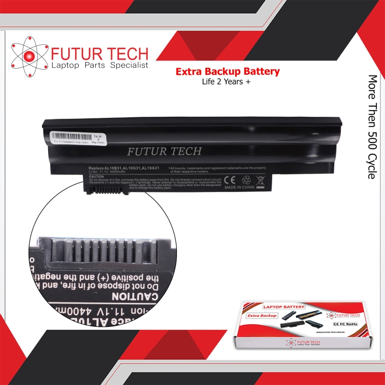Battery Acer D255 D260 Gateway=(AL10B31) | Black (6 Cell)
