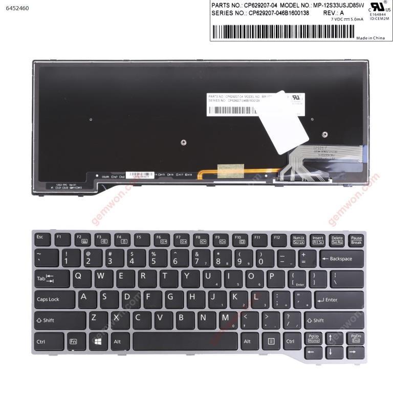 Laptop Keyboard best price Keyboard Fujitsu E733/E734/E743/E744/E544/E736 | Black (Silver Frame) US (Backlit)