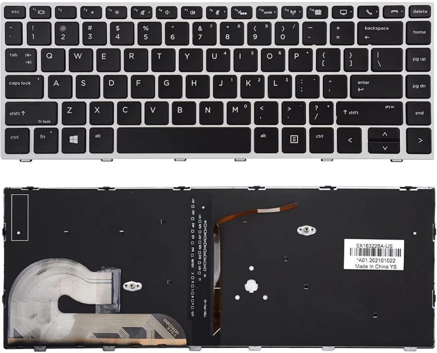 Laptop Keyboard best price in Karachi Keyboard HP EliteBook 840-G5 | Backlight No Pointer Black (Silver Frame)