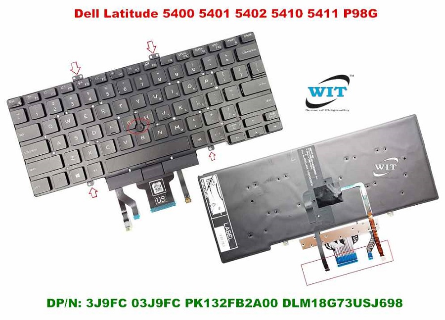 Keyboard Dell Latitude 7400   5400 | Pointer (US) Click Button Backlight